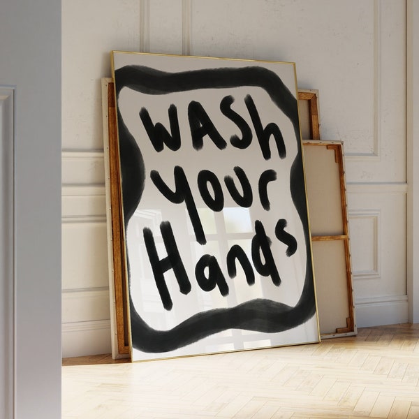 Wash Your Hands Sign, Bathroom Poster, Cute Bathroom Decor, Hand Washing Sign, Hand Wash Poster, Bathroom Rules, Toilet Poster PRINTABLE