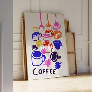Coffee Print, Espresso, Maximalist Kitchen Wall Art, Eclectic Wall Art, Kitchen Decor, Kafe Aesthetic, Coffee Bar Styling PRINTABLE