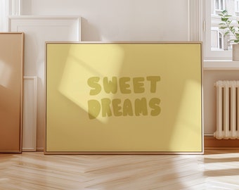 Sweet Dreams Print, Bedroom Decor, Neutral Nursery, Minimalistic Print, Mid Century Decor, Horizontal Wall Art, Sleep Tight PRINTABLE