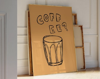 Koffie? Poster, Latte Glass, Caffe Poster, Espresso Poster Keukenkunst, Keukenprint, Italiaans, Kafe Esthetiek, Koffiebar Styling AFDRUKBAAR