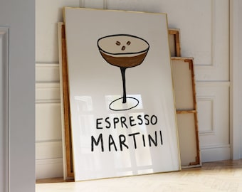 Espresso Martini Poster, Kitchen Print, Cocktail Martini, Bar Cart Accessories, Mid Century Wall Art, Apartment Decor DIGITAL DOWNLOAD