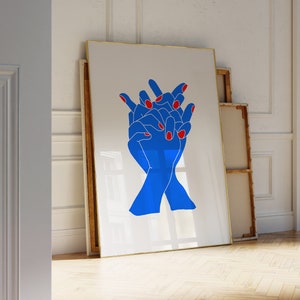 Hand in hand, moderne kunst uit het midden van de eeuw, maximalist, grootschalige kunst, eclectische creatieve poster, idee fotogalerij, handkunstwerk AFDRUKBAAR