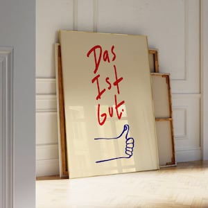 Das Its Gut Print, Mid Century Poster, Typographic Art, Word Art, German Poster, Dopamine Decor, Kitchen Wall Graphics PRINTABLE