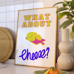 Stampa di formaggio, Arte della parete tipografica alimentare, Stampa da cucina retrò, Arte della cucina, Poster divertente, Regalo per gli amanti del formaggio, Arte culinaria, Foodie STAMPABILE