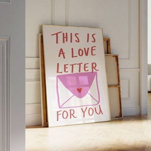 Impresión de cartas de amor, impresión preppy, póster de moda, arte de sobre dibujado a mano, decoración de apartamentos, elementos esenciales del dormitorio, decoración de dopamina IMPRIMIBLE