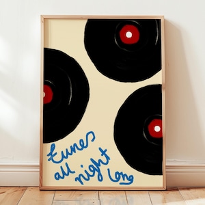 Arte con tocadiscos: decoración estética moderna de mediados de siglo: póster de música retro y arte mural: ideas de regalos para amantes de la música ARTE IMPRIMIBLE