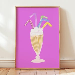 Ice Cream Float Print, Ice Cream, Fun Kitchen Wall Art, Maximalist Kitchen Print, Pink Nursery Decor, Food Pop Art Nursery Decor, PRINTABLE