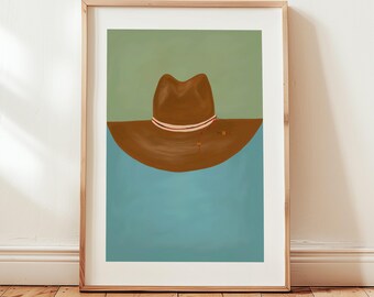 Outback Cowboy Hat Printable Art, Desert Earth Tones Wall Decor for Western Homes & Gifts