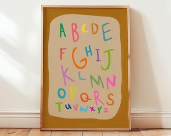 Alphabet Poster, Nursery Decor, Educational Poster, ABC Poster, Classroom Decor, Nursery Wall Art, Quirky Wall, Wall Decor, PRINTABLE
