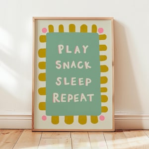 Play Snack Sleep Repeat Kids Playroom Wall Decor, Gender Neutral Nursery, Baby Gifts, Nursery Art, Silly Goose, Nursery Art, PRINTABLE ART