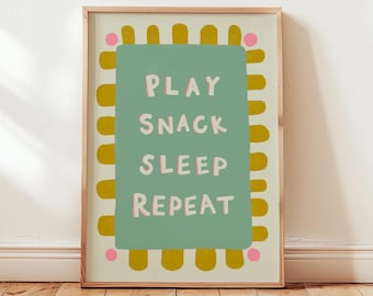 Déco murale de salle de jeux pour enfants, collation de sommeil, répétition de sexe, chambre de bébé sans sexe, cadeaux pour bébé, art pour chambre d'enfant, Silly Goose, art pour chambre d'enfant, art imprimable