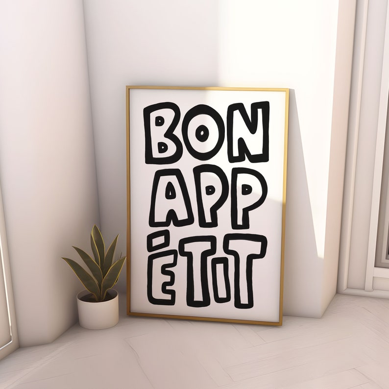 Bon Appetit Poster, Parisian Apartment Decor, Kitchen Wall Art ...