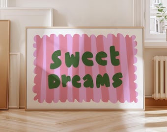 Sweet Dreams Print, Bedroom Wall Art, Nursery Decoration, Sweet Dreams Picture, Nursery Wall Art, Above Bed Decor, PRINTABLE Kids Art