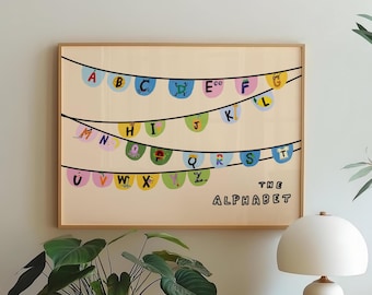 Alphabet Poster -  Early Learning, Montessori Print, Dreamy Wall Art, Educational Posters, Preschool Learning, Nursery Decor, ABC PRINTABLE