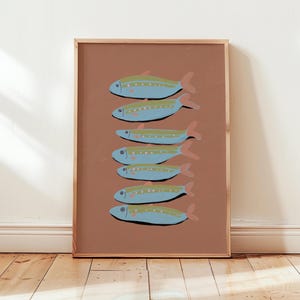 Sardines Art Print, Sardine Painting, Kitchen Wall Art, Foodie Gift Restaurant Fish Art, Apartment Decor, Kitchen Gift, PRINTABLE