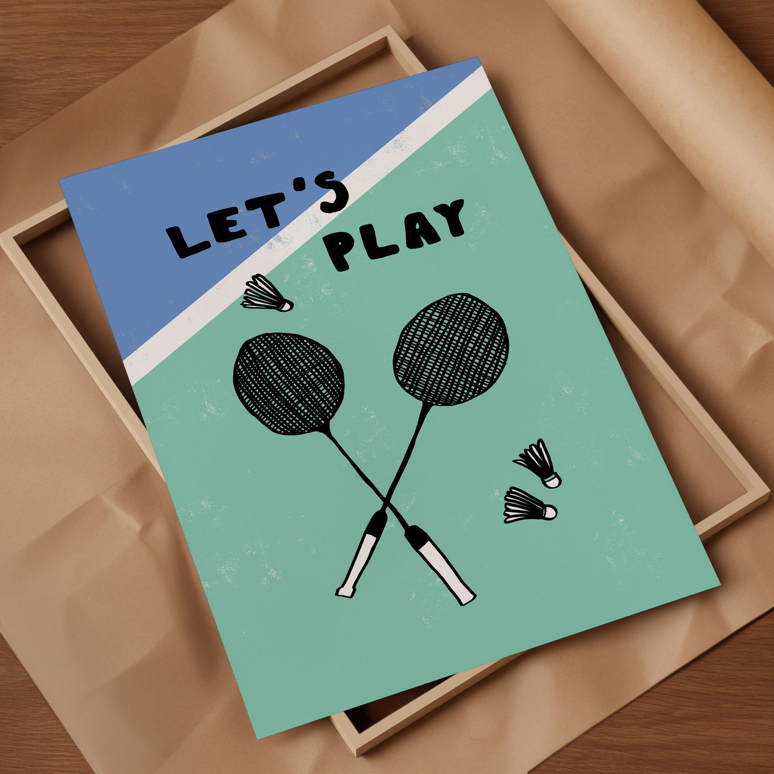 Let's Play Poster, Badminton Art Poster, Badminton Decor, Wall Art, Mid ...