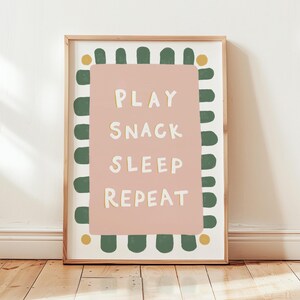 Play Snack Sleep Repeat Kids Playroom Wall Decor, Gender Neutral Nursery, Baby Gifts, Nursery Art, Silly Goose, Nursery Art, PRINTABLE ART