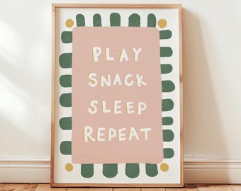 Déco murale de salle de jeux pour enfants, collation de sommeil, répétition de sexe, chambre de bébé sans sexe, cadeaux pour bébé, art pour chambre d'enfant, Silly Goose, art pour chambre d'enfant, art imprimable