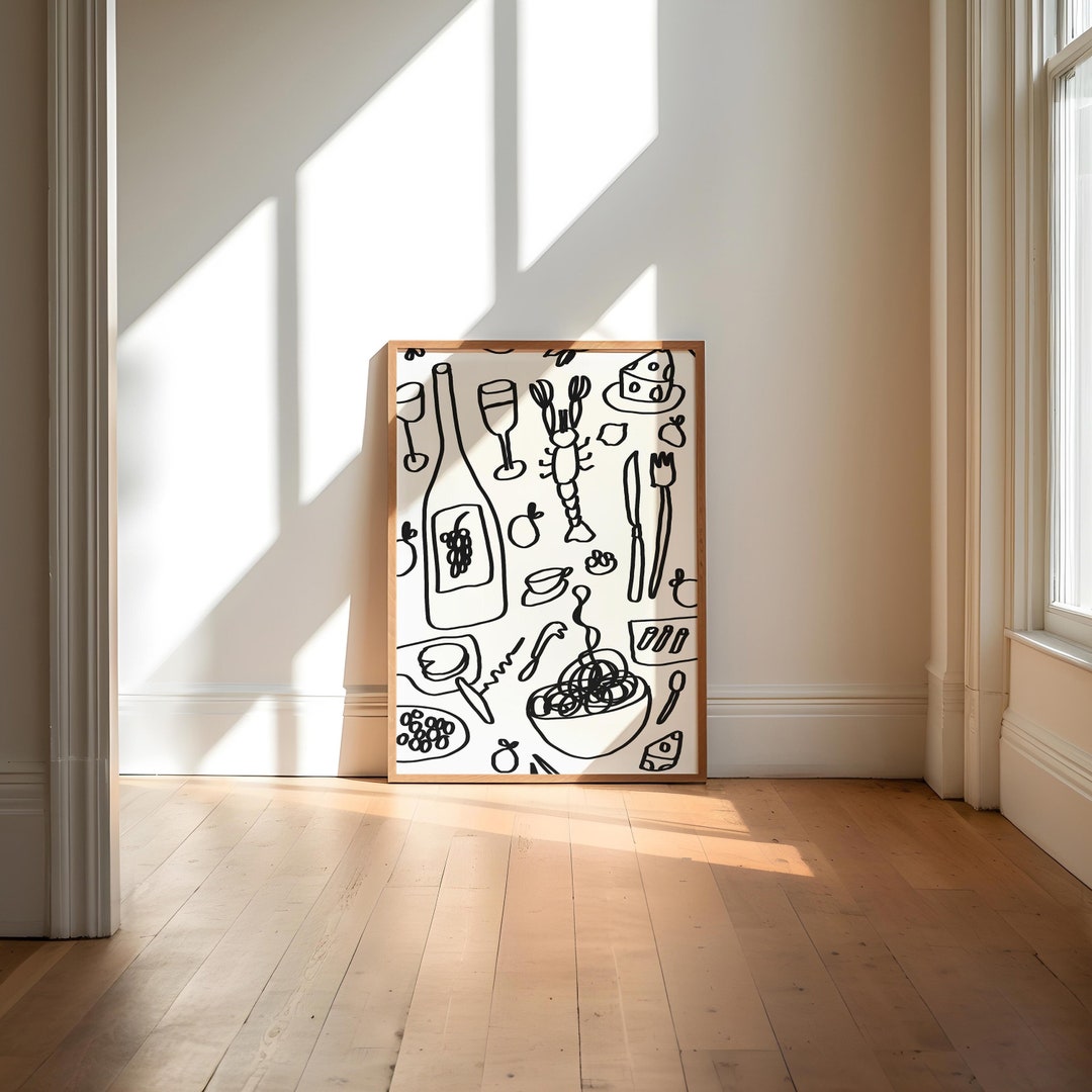 Printable Black and White Kitchen Wall Art Kitchen Wall Etsy