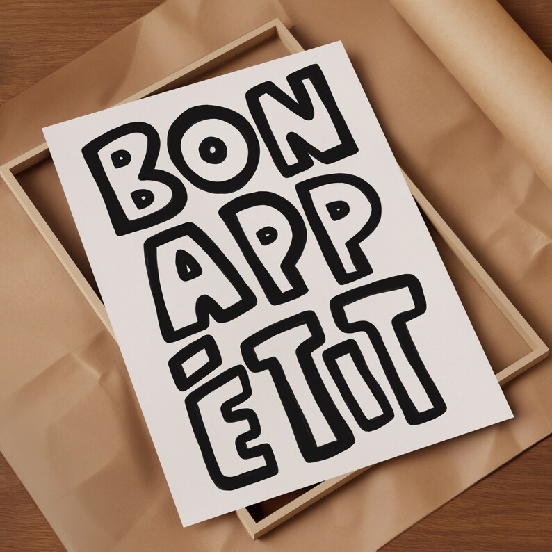 Bon Appetit Poster, Parisian Apartment Decor, Kitchen Wall Art ...