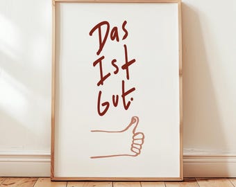 Das Its Gut Print, Mid Century Poster, Typographic Art, Word Art, German Poster, Dopamine Decor, Neutral Colors wall art PRINTABLE