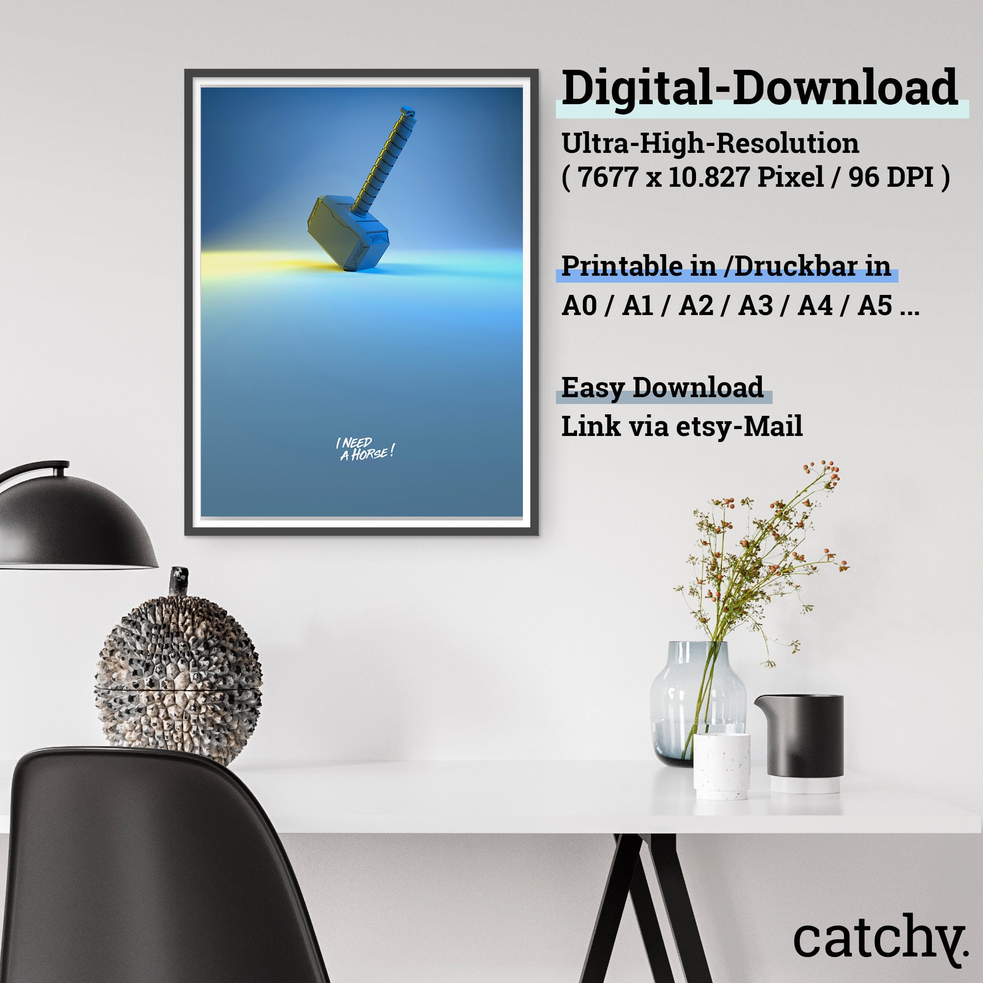 Marvel Thor Poster thor's Hammer Mjölnir 3D Model Quote / HIGH