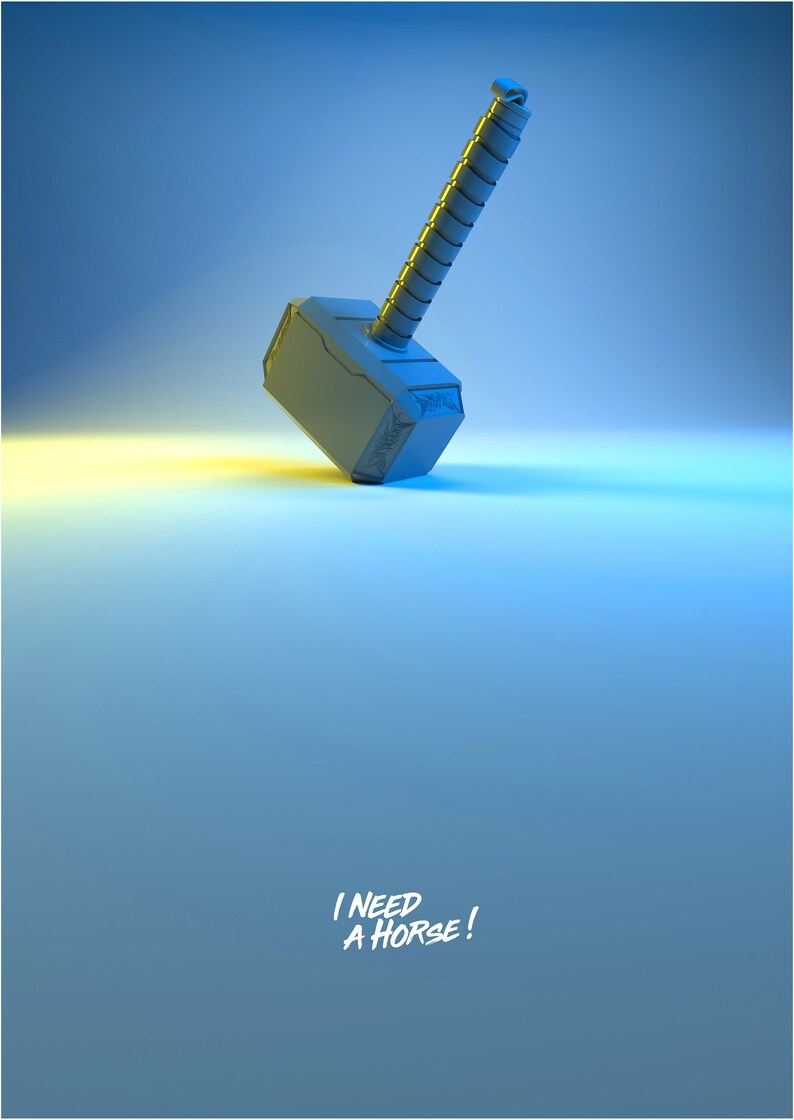 Marvel Thor Poster thor's Hammer Mjölnir 3D Model Quote / HIGH