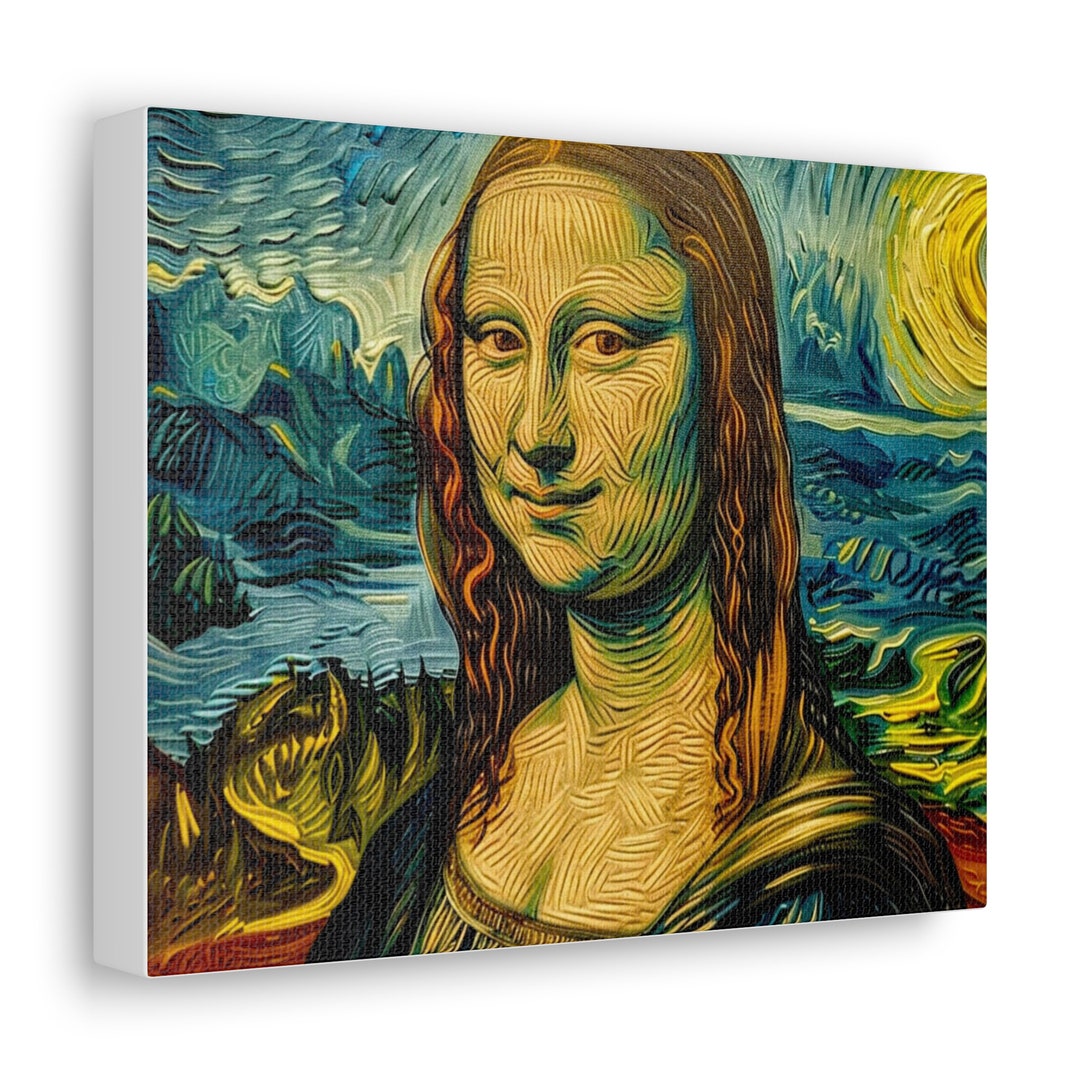Van Gogh Mona Lisa Starry Night Style Canvas Gallery Wraps - Etsy
