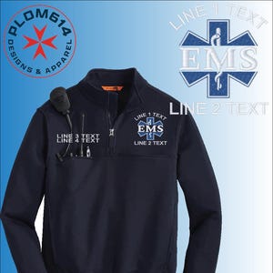 Embroidered EMS Star of Life Job Shirt: Custom Fire Department Fleece