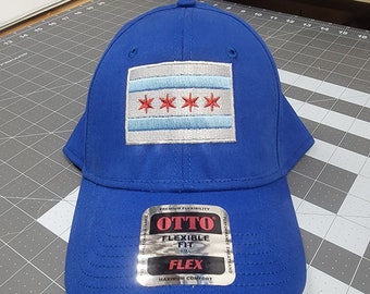 刺繍入りシカゴフラッグハット：Otto Flex Fit ベースボールキャップ