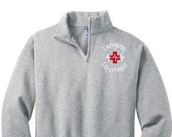Personalized Nurse 1/4 Zip Pullover | Embroidered RN,Emergency Department | Custom Medical Staff Sweatshirt, Flight Nurse, Healthcare Gift