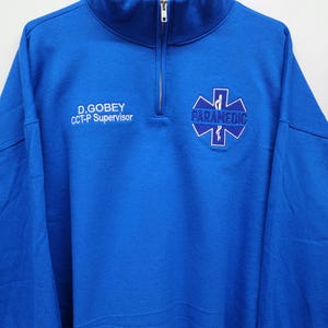Personalized Paramedic Quarter Zip Sweatshirt with Custom Embroidered EMS, EMT, Firefighter Logos | Medical Apparel image 8
