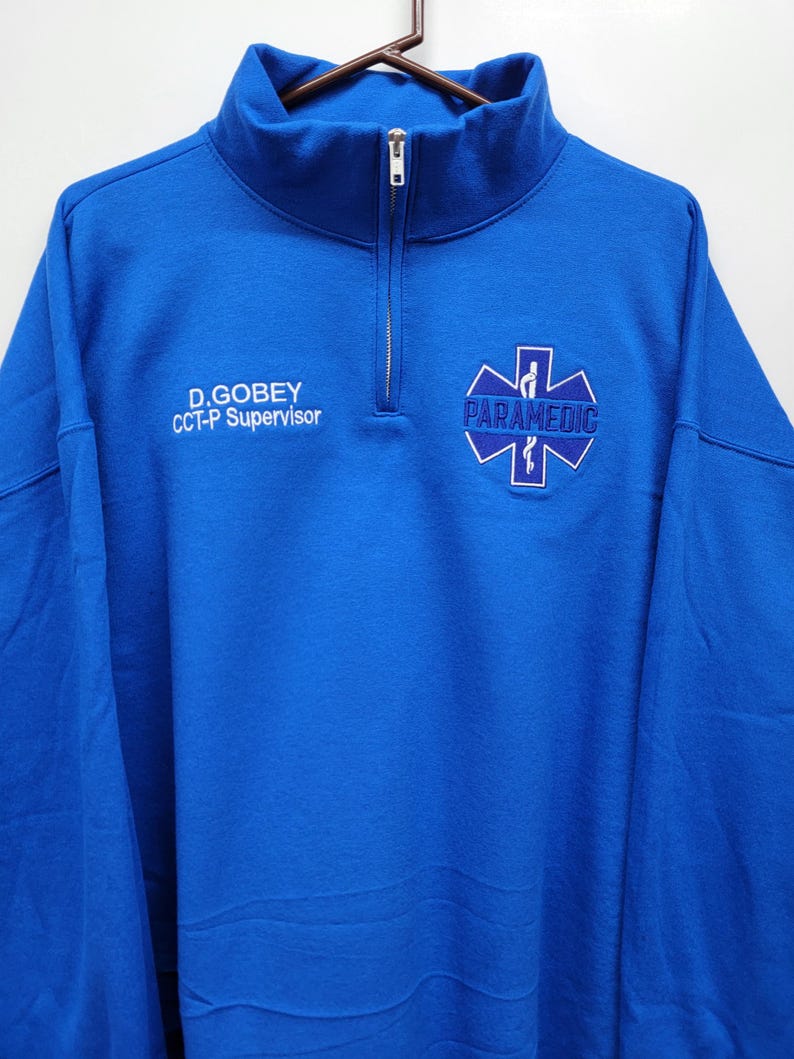 Personalized Paramedic Quarter Zip Sweatshirt with Custom Embroidered EMS, EMT, Firefighter Logos | Medical Apparel image 8