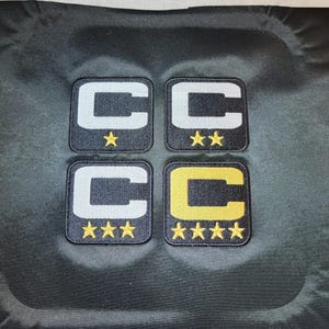 Captains C Embroidered Patch with Stars, Custom Colors, 3x3 Inches