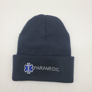 Embroidered FD Beanie Paramedic Beanie  Star of Life Emblem custom embroidered beanie for him custom beanie for gift EMS beanie