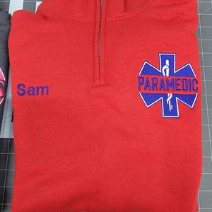 Personalized Paramedic Quarter Zip Sweatshirt with Custom Embroidered EMS, EMT, Firefighter Logos | Medical Apparel image 9