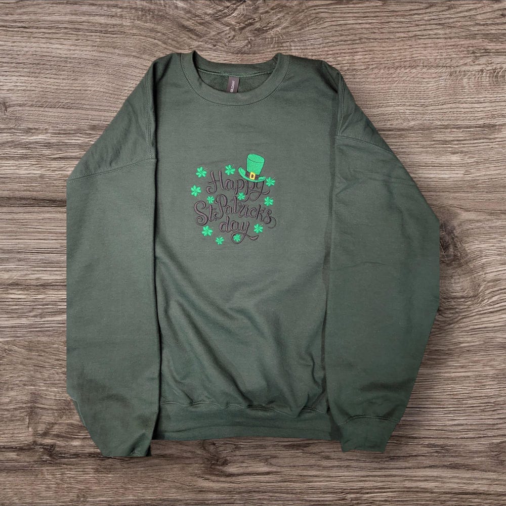 Happy St. Patrick'S Day Embroidered Sweatshirt,St Patrick'S Day Sweatshirt,Irish St. Patrick'S Day, Happy St. Pat'S Day Sweatshirt Realtorgift