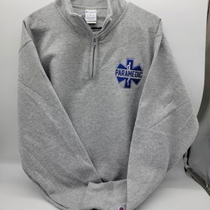 Personalized PARAMEDIC EMT EMS Quarter Zip Sweatshirt