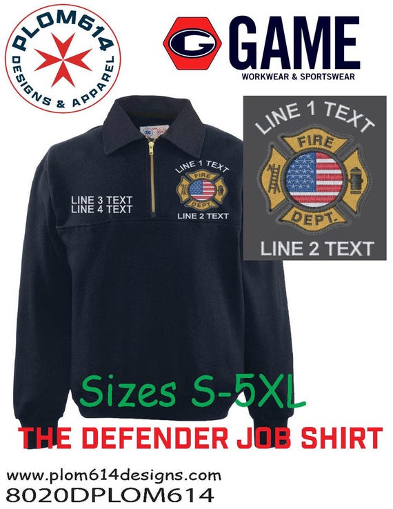 Custom Embroidered Job Shirt for Fire Departments, 1/2 Zip Fleece