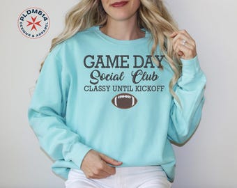 Embroidered Game Day Social Club Sweatshirt - Comfort Colors