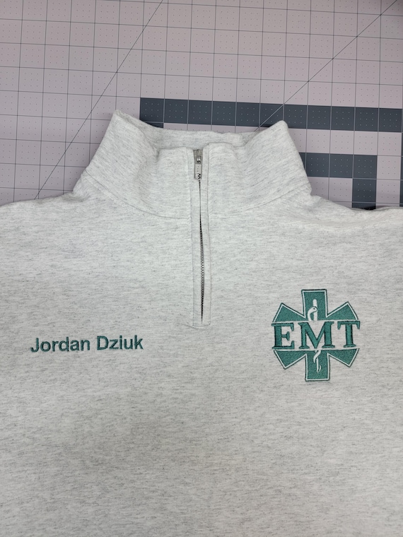Personalized Paramedic Quarter Zip Sweatshirt with Custom Embroidered EMS, EMT, Firefighter Logos | Medical Apparel