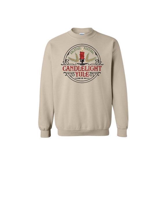 Embroidered Christmas Sweatshirt: Candlelight Yule Hoodie