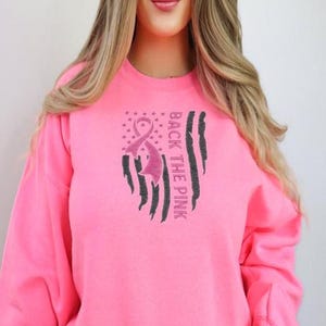 Moletom bordado de apoio ao câncer: apoie o logotipo da fita rosa