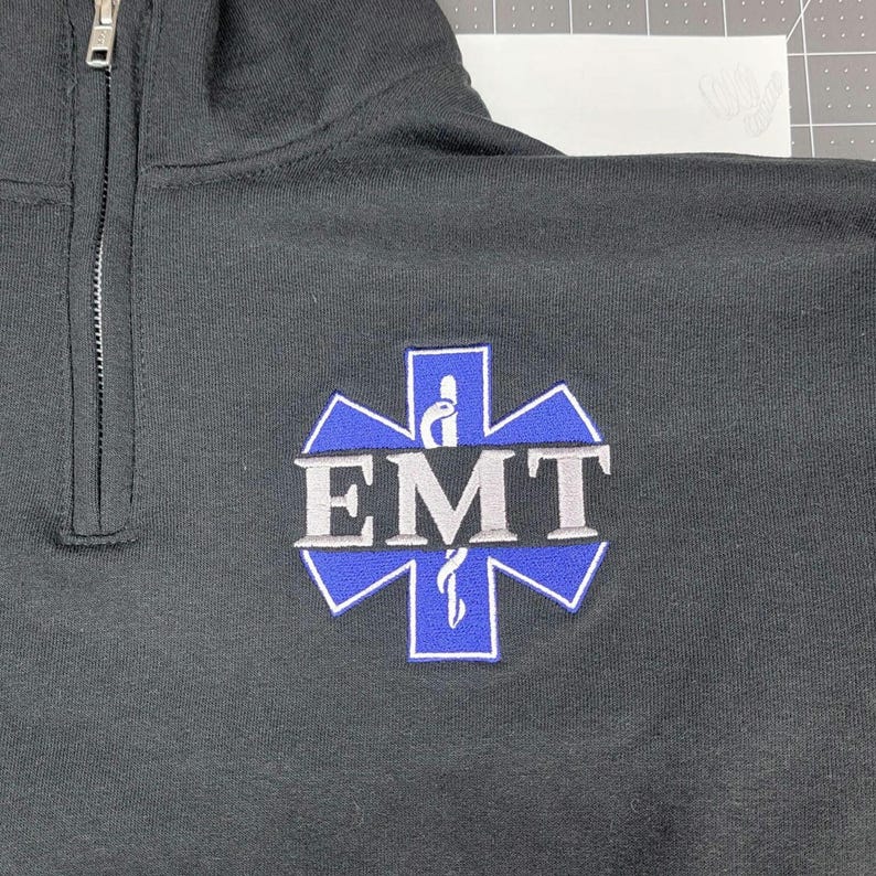 Personalized Paramedic Quarter Zip Sweatshirt with Custom Embroidered EMS, EMT, Firefighter Logos | Medical Apparel image 7