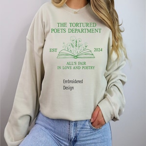 Cuello redondo de poesía bordada, sudadera del departamento de poetas, amor y poesía, sudadera de nuevo álbum, camisa de miembro torturado