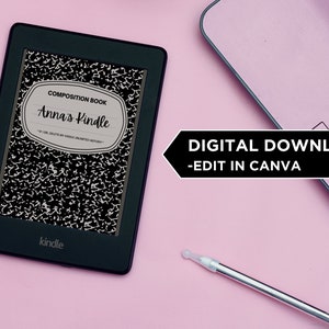 Kindle-vergrendelingsscherm - Als ik sterf, verwijder dan mijn KU-geschiedenis - Naamnotitieboek - Canva-sjabloon - Digitale download
