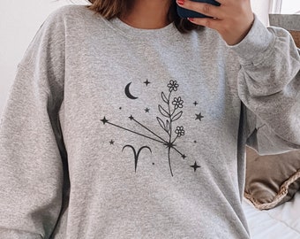 Sweat-shirt zodiaque bélier Sweat-shirt astrologie anniversaire zodiaque astrologie ras du cou cadeau zodiaque cadeau poissons cadeau avril cadeau mars cadeau pull tendance
