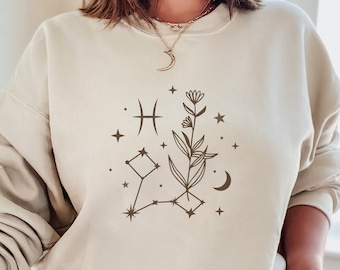 Pisces Sternzeichen Sweatshirt Sternzeichen Geburtstag Astrologie Sweatshirt Astrologie Crewneck Zodiac Geschenk Pisces Geschenk Februar Geschenk März Geschenk trend