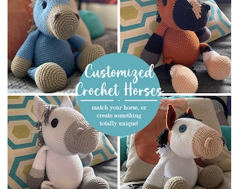 Customized Crochet Stuffed Horse, Toy Horse, Toy Pony, Horse Lover Gift