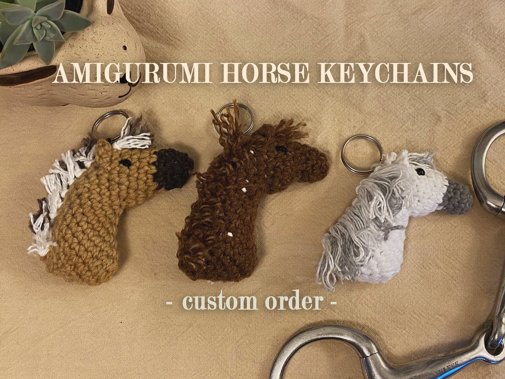 Custom Handmade Crochet Horse Keychain